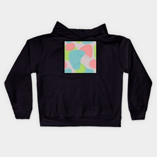 Abstract organic pattern design (green, pink and blue) Kids Hoodie